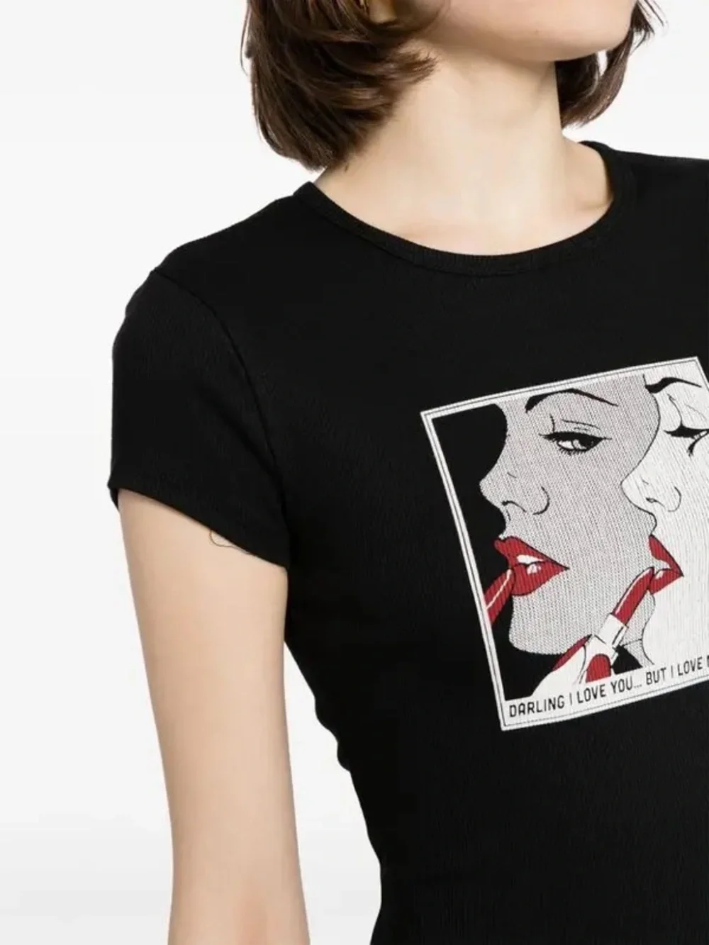 Reformation Muse Black Graphic-Print T-Shirt Size M
